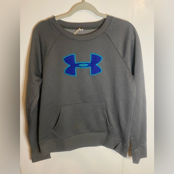 Under Armour Womens Fleece Lined Polyester Crew Sweatshirt Grey Size Large - Picture 1 of 3